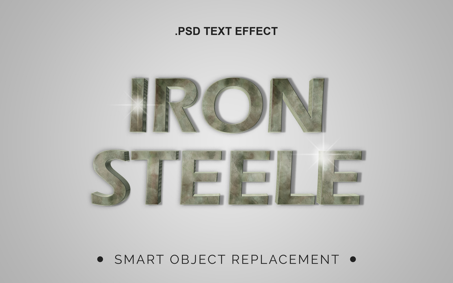 3D Realistic Chrome Text Effect psd