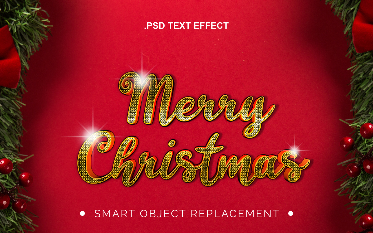 3d realista Natal tema inverno texto efeito psd