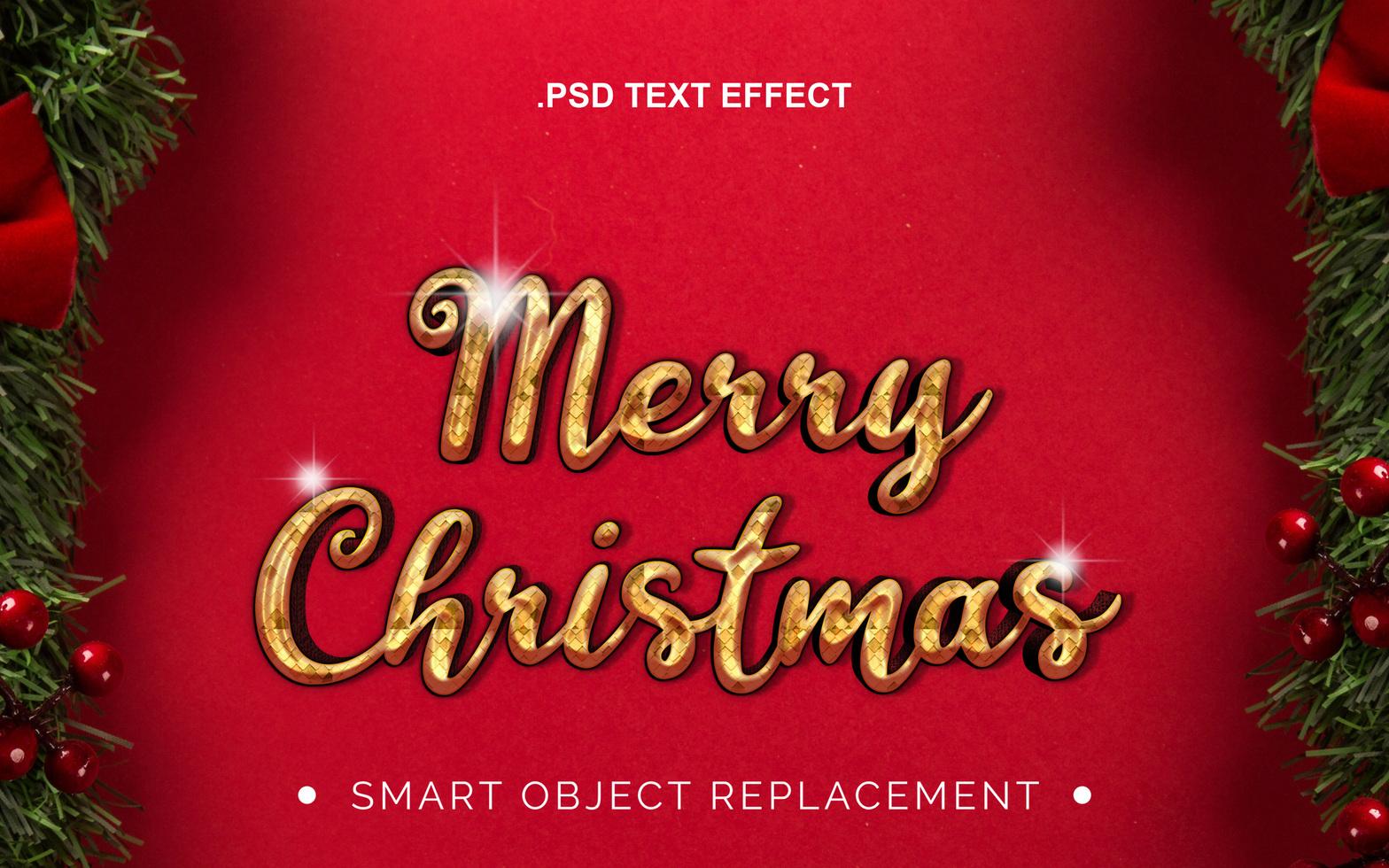 3d realista Natal tema inverno texto efeito psd