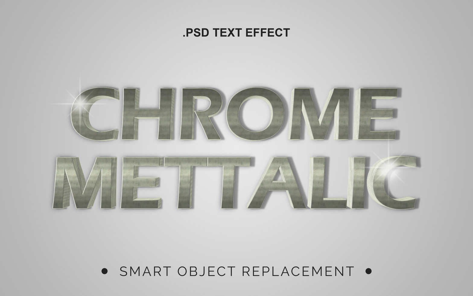 3D Realistic Chrome Text Effect psd