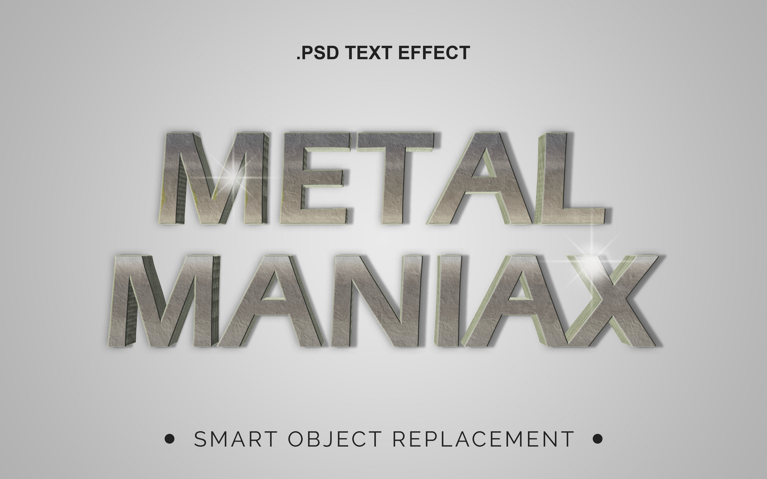 3D Realistic Chrome Text Effect psd