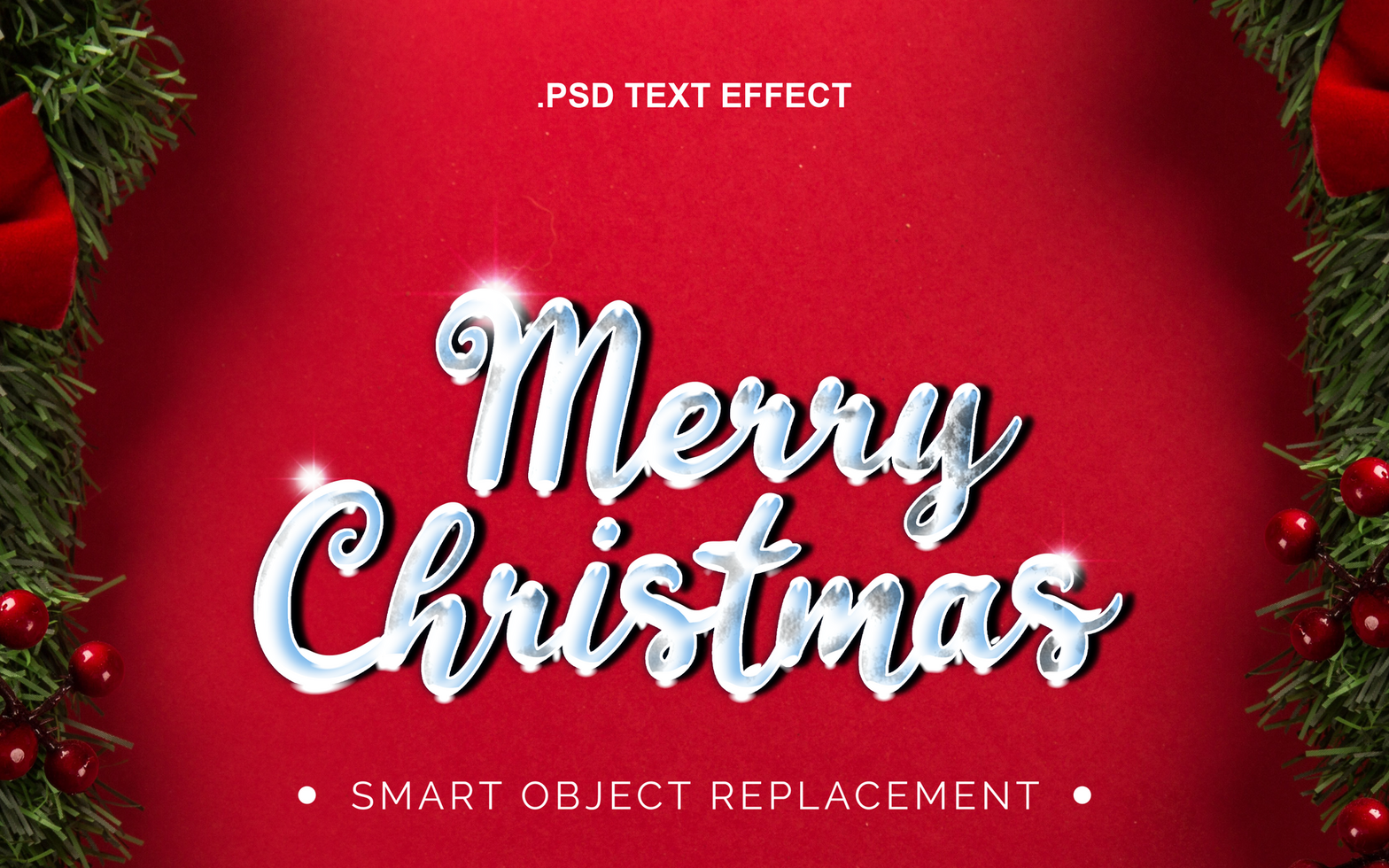 3d realista Natal tema inverno texto efeito psd