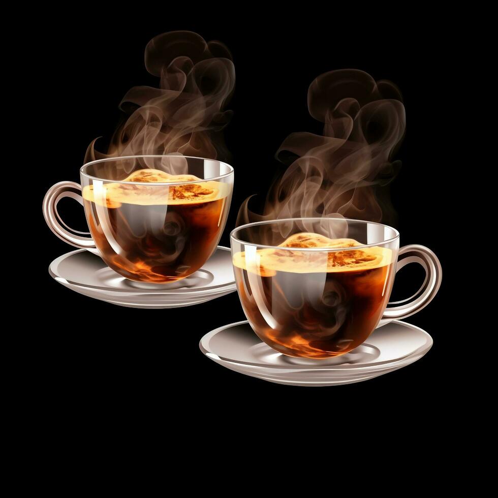 Set with cups of hot aromatic espresso coffee photo