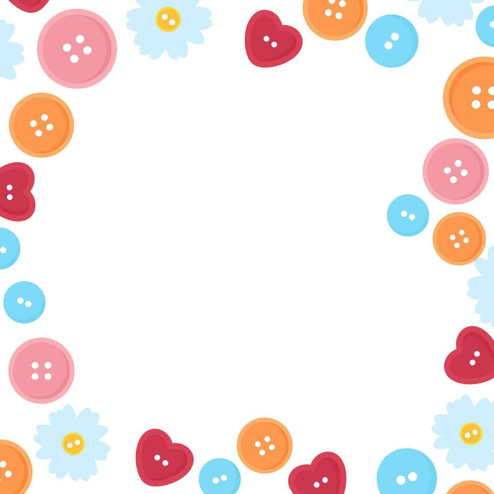 Square background made of colorful buttons for sewing vector