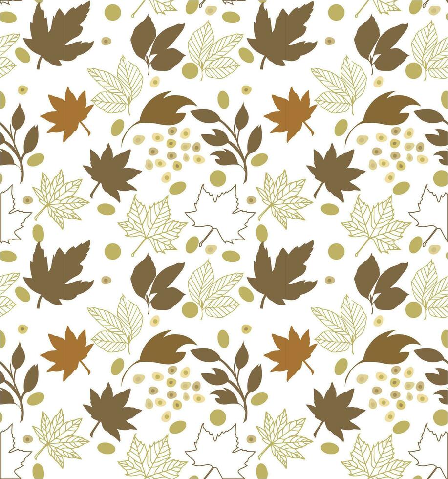 Vector autumn seamless pattern with falling leaves. Botanical repeated texture with floral elements for the fall season. Fall print with foliage. Natural background. Maple, oak, and chestnut leaves