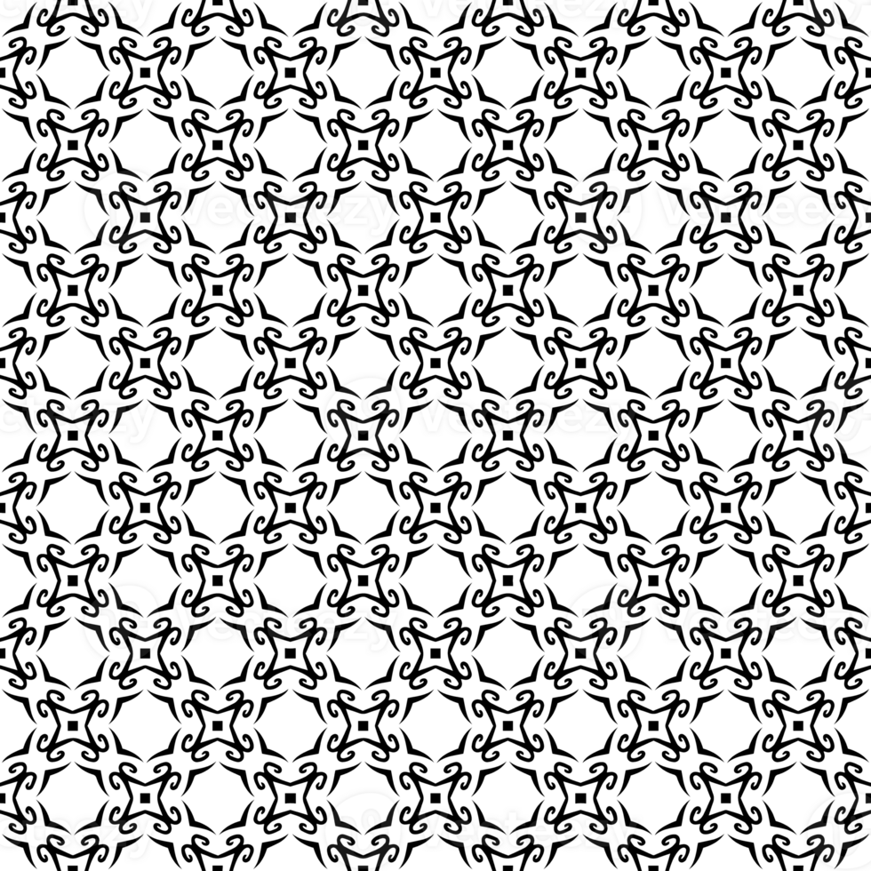 Black seamless abstract pattern. Overlay for background and backdrop. Ornamental design. PNG graphic illustration with transparent background.