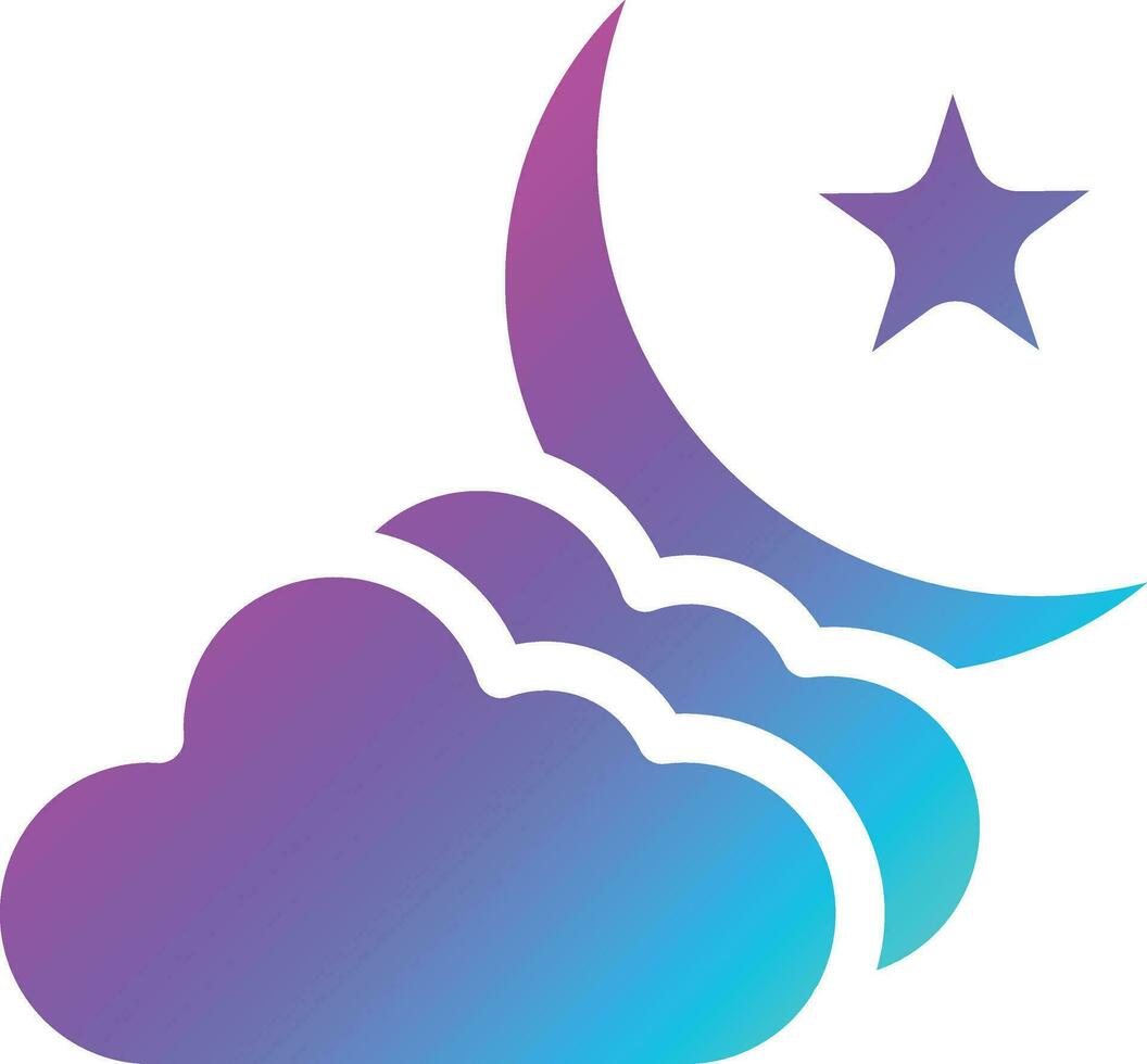 Cloud And Moon Vector Icon Design Illustration