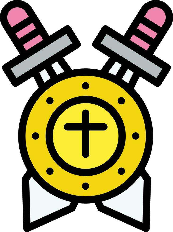 Shield with sword Vector Icon Design Illustration