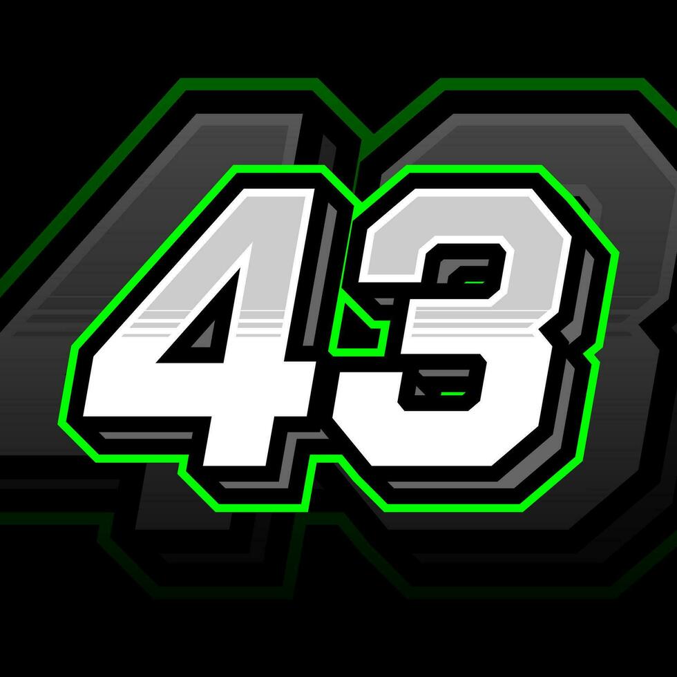 Simple And Shiny Racing Forty Three Number Vector Clipart Decal Design