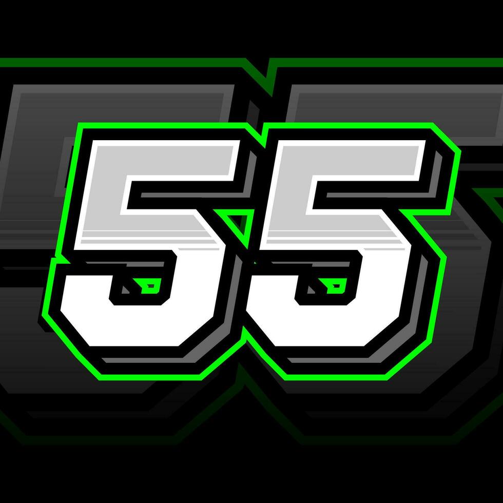 Simple And Shiny Racing Fifty Five Number Vector Clipart Decal Design