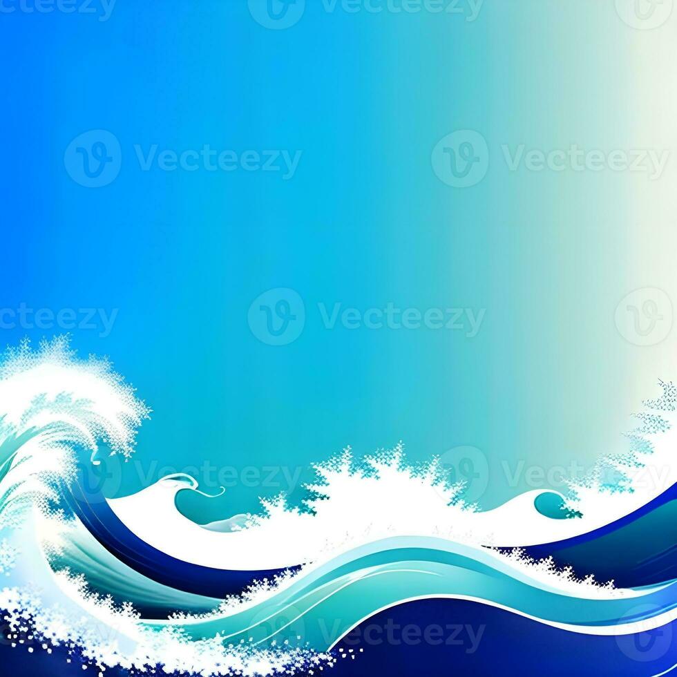 Abstract wavy background in blue tones. Winter cold concept. Bright blurry illustration. The image was created using generative AI. photo