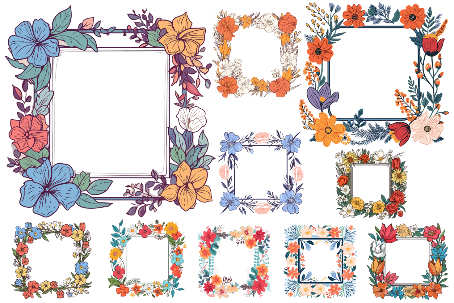 Beatiful Flower Frame Clipart - Ai Generative png