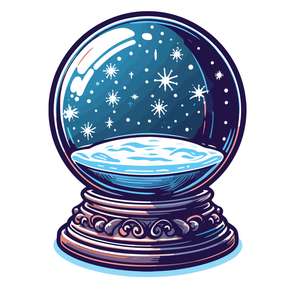 Trees And Mountain Inside Snow Globe Clipart - Ai Generative png