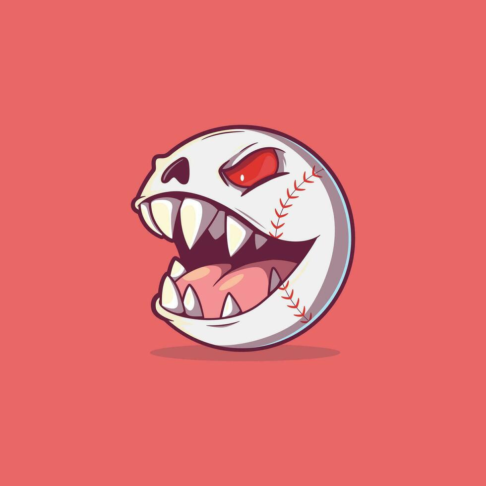 Scary Monster baseball character vector illustration. Game, sports, mascot design concept.