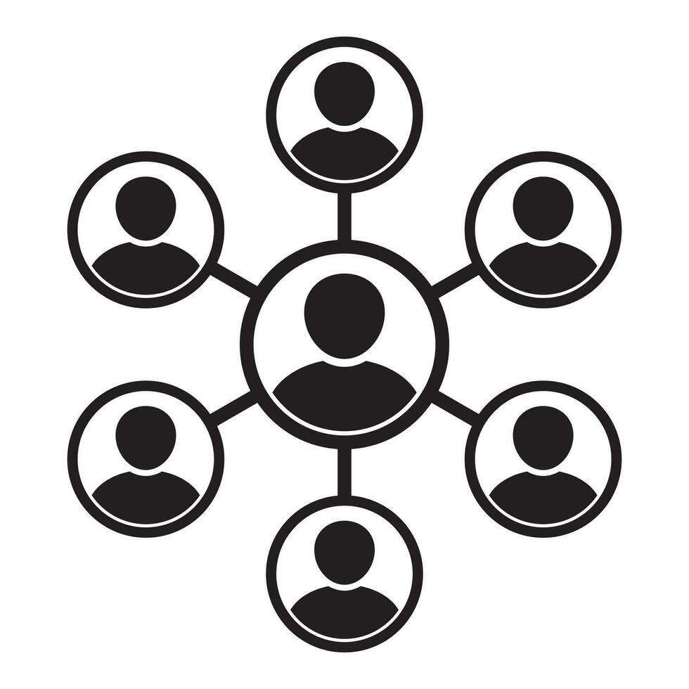 People network icon. Social network connection and global business communication concept. Vector icon isolated on white background.