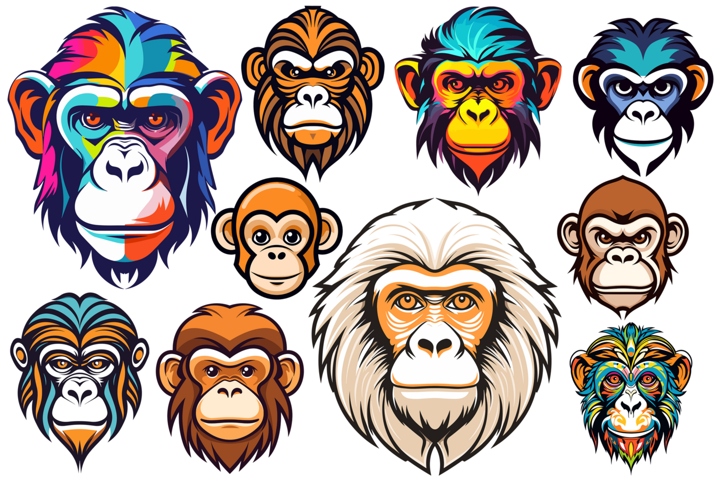 Monkey Head Clipart - Ai Generative png