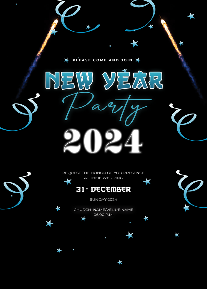 2024 Happy New Year Flyer psd