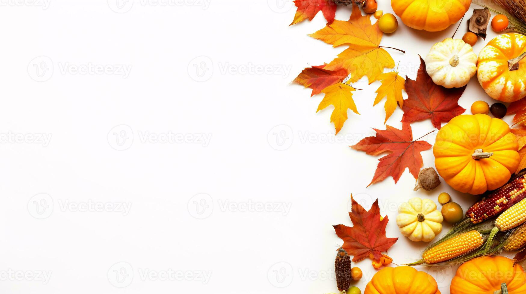 ai generative Autumn Banner, with yellow autumn leaves and copy space for text photo
