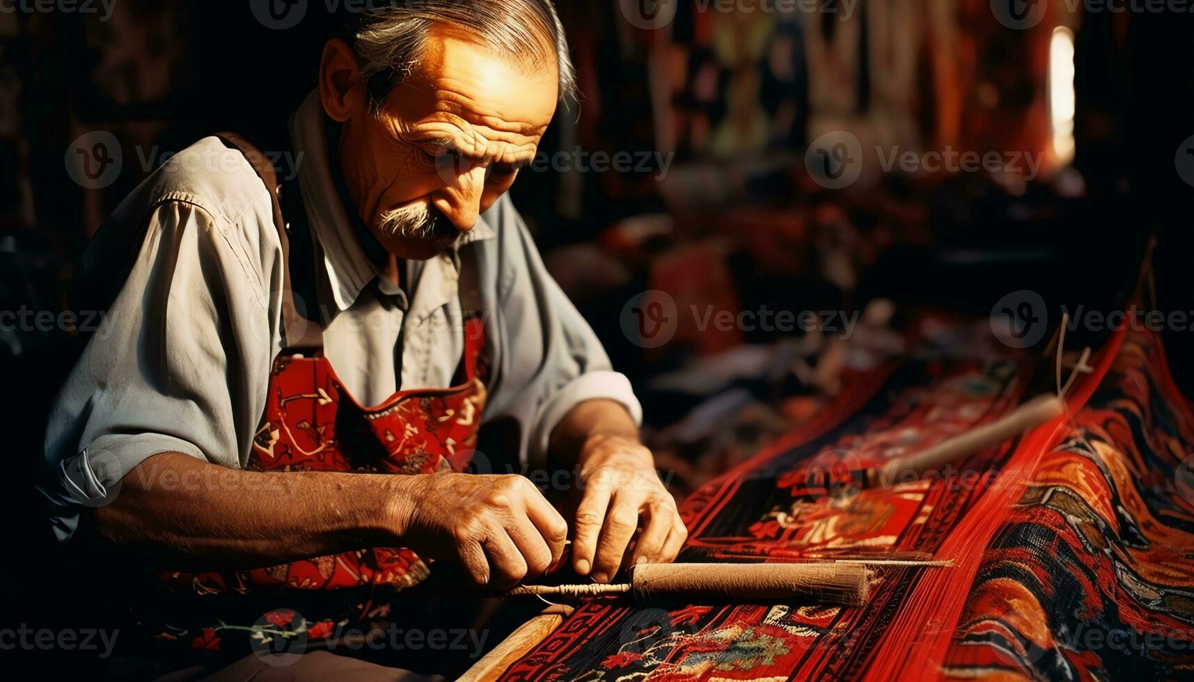 a man is painting on a piece of art AI Generated photo