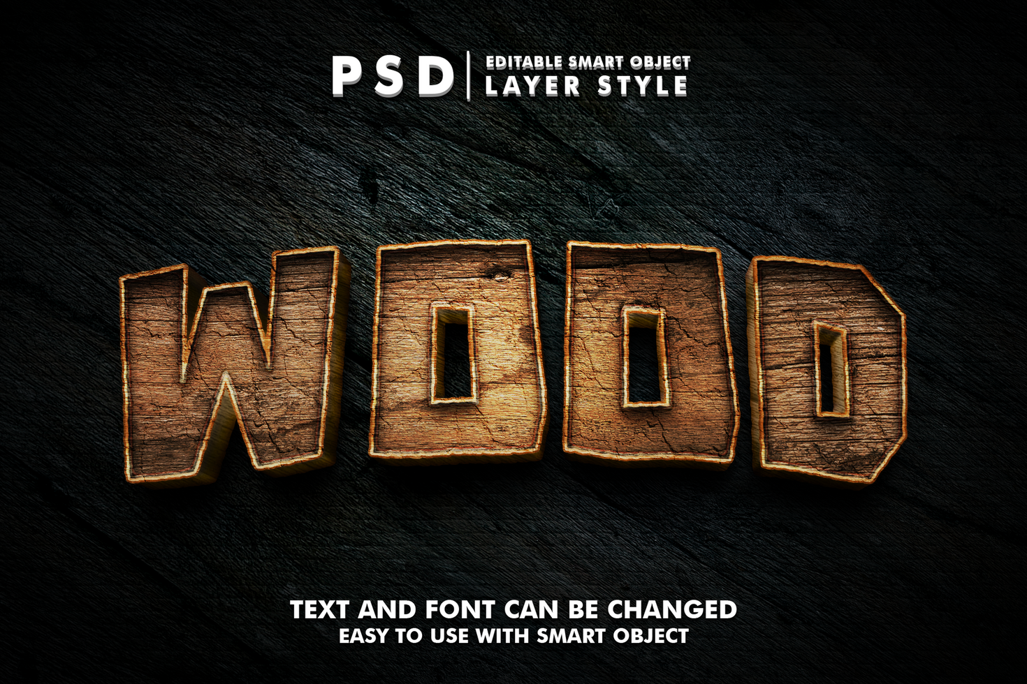 Wood Editable Text Effect psd