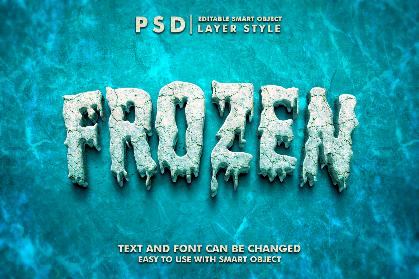 Frozen Editable Text Effect psd