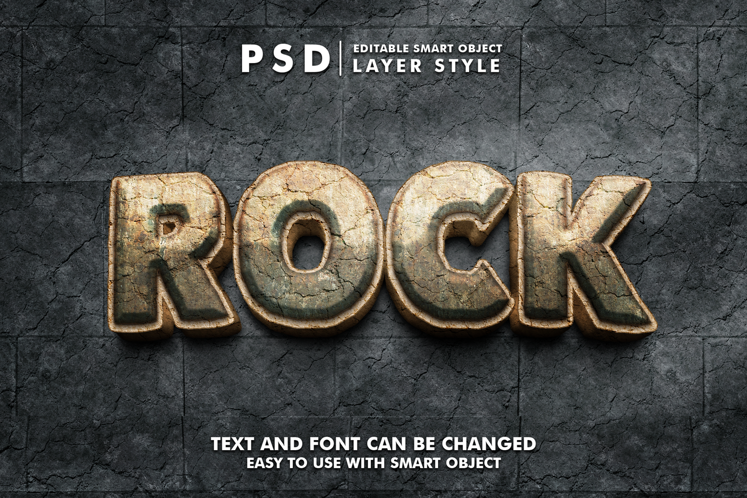 Roca editable texto efecto psd