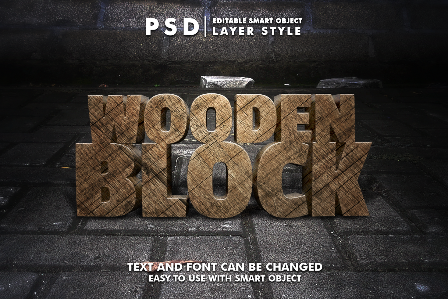 Wood Editable Text Effect psd