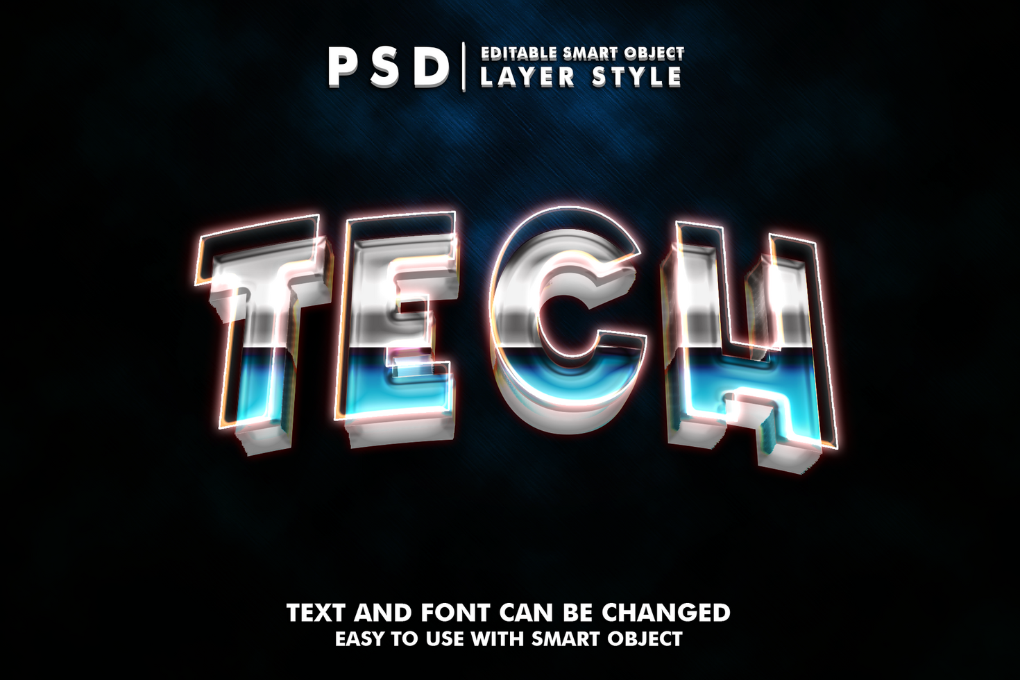 techno modificabile testo effetto psd