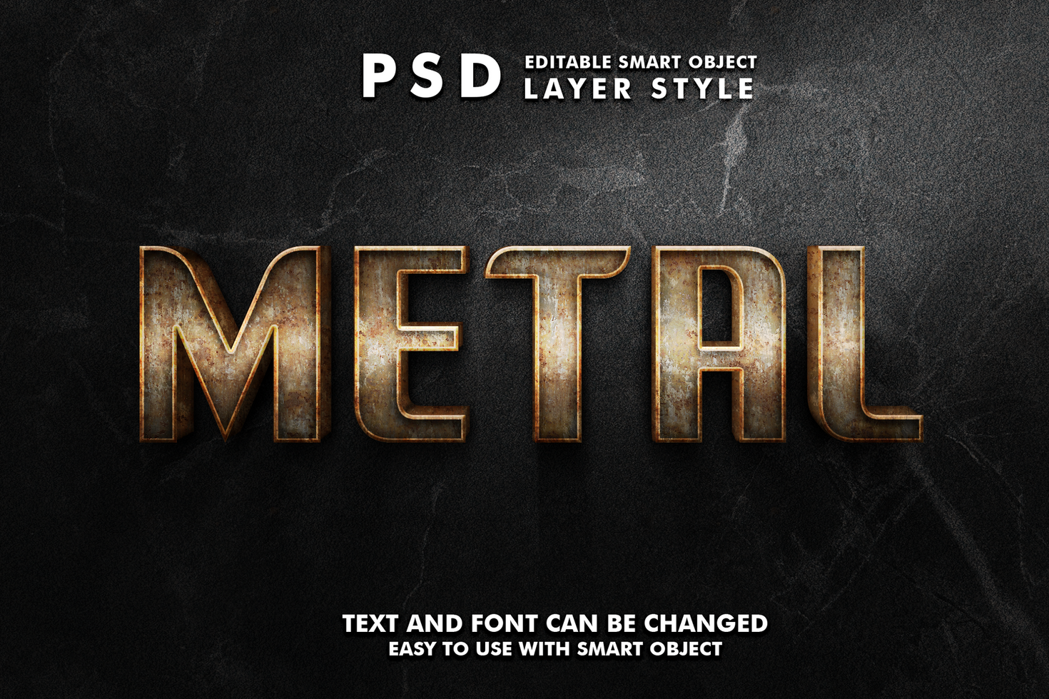 metal editável texto efeito psd