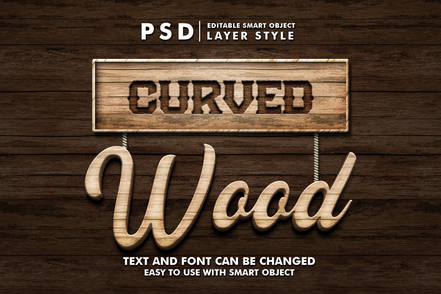 Wood Editable Text Effect psd