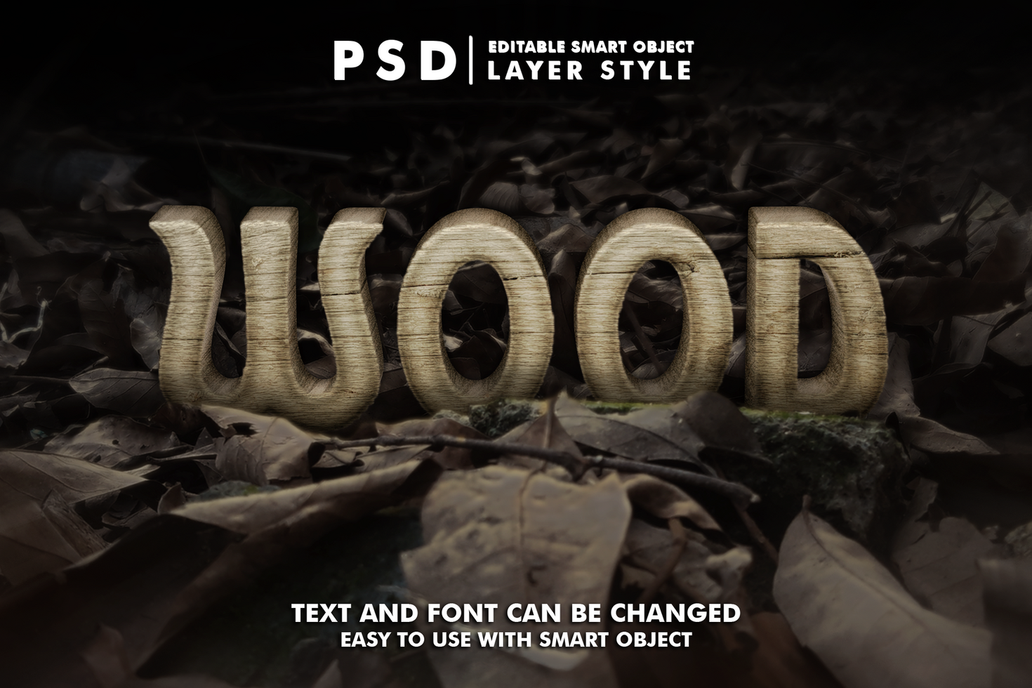 Wood Editable Text Effect psd