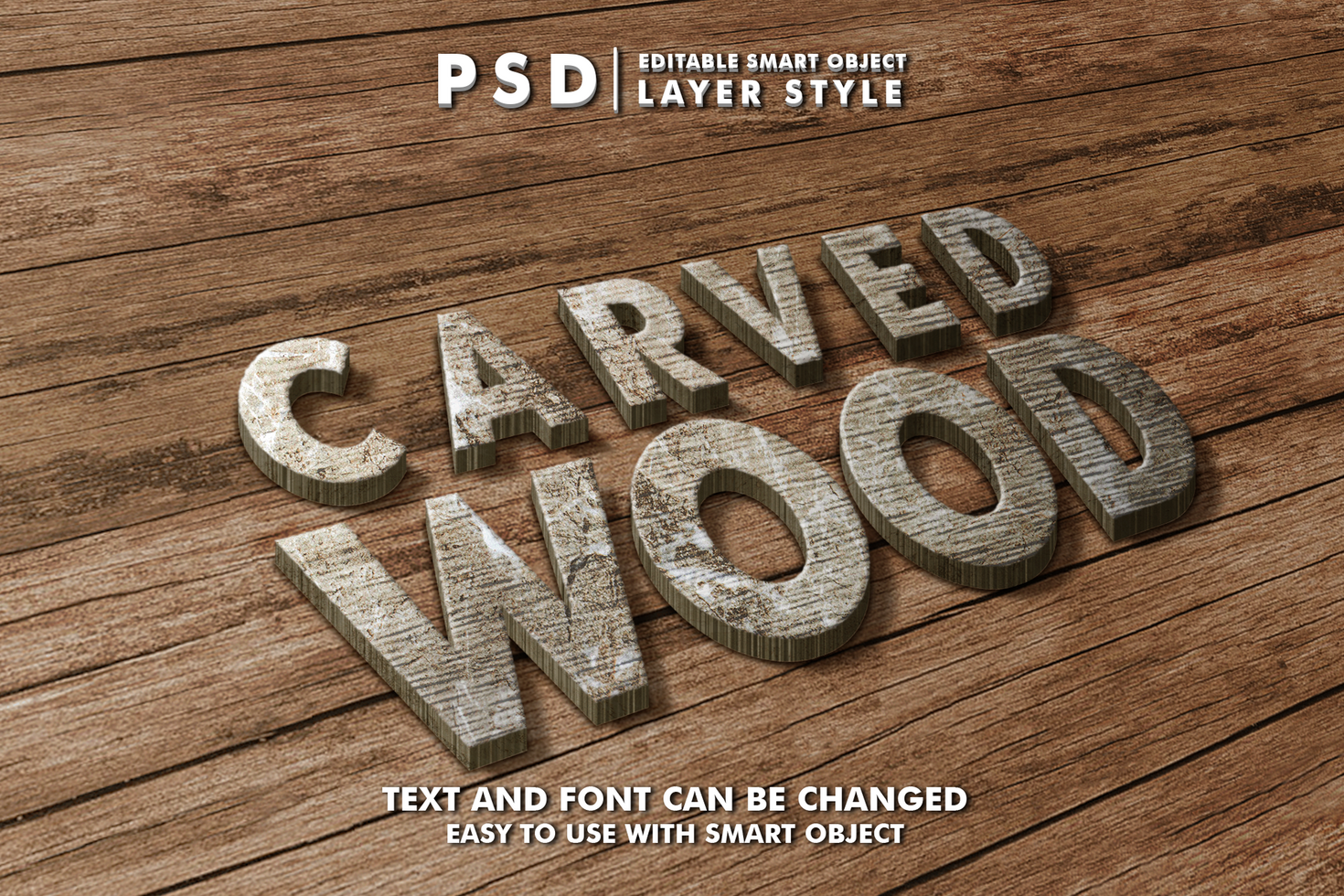 Holz editierbar Text bewirken psd