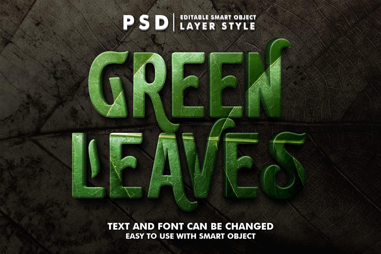 verde folhas editável texto efeito psd