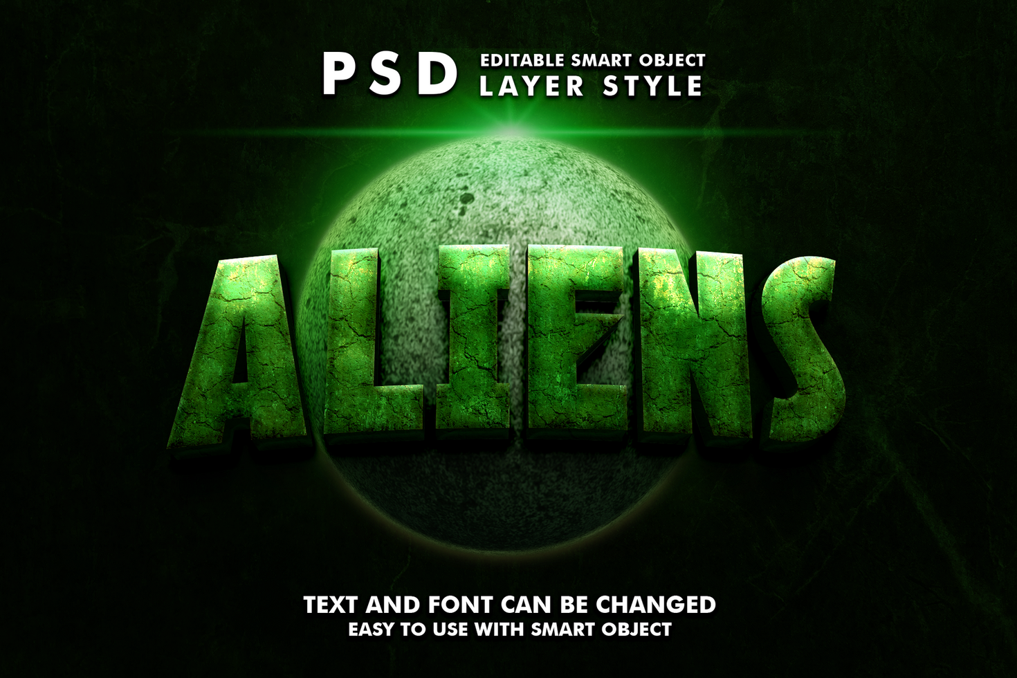 Aliens editierbar Text bewirken psd