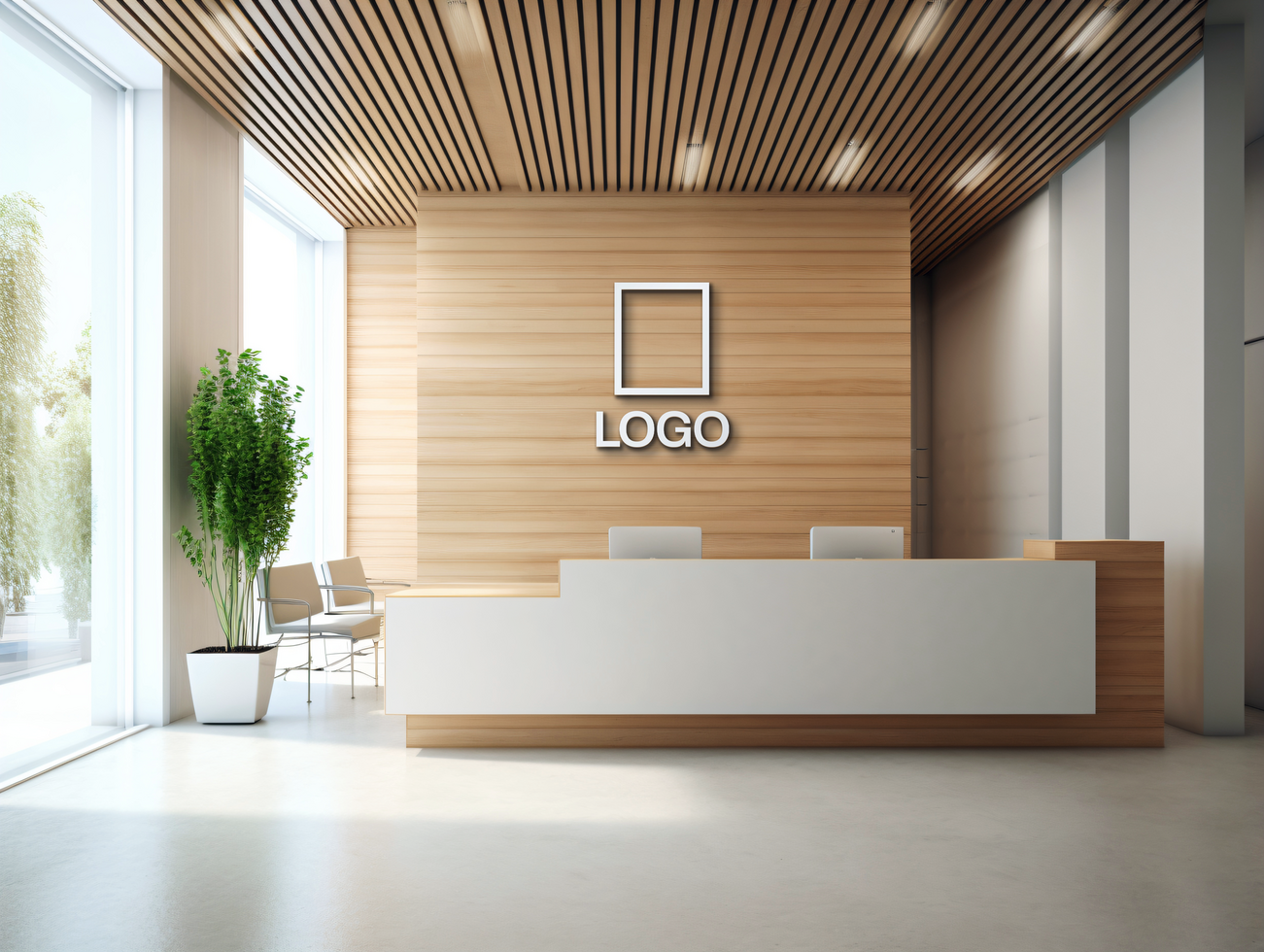 Logo mockup sign mockup design brand identity mockup company logo reception logo mockup branding ai generative background psd