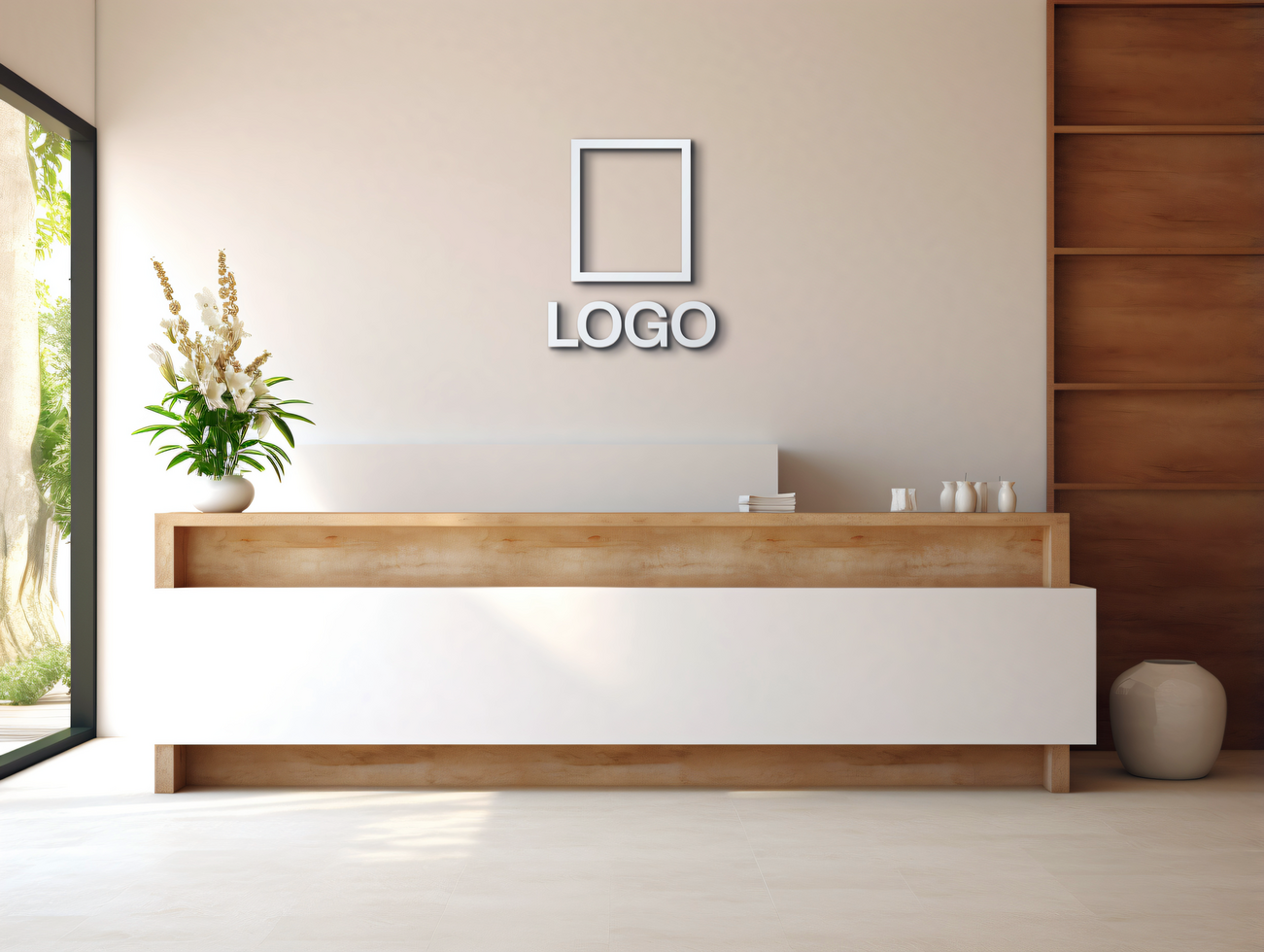 Logo mockup sign mockup design brand identity mockup company logo reception logo mockup branding ai generative background psd