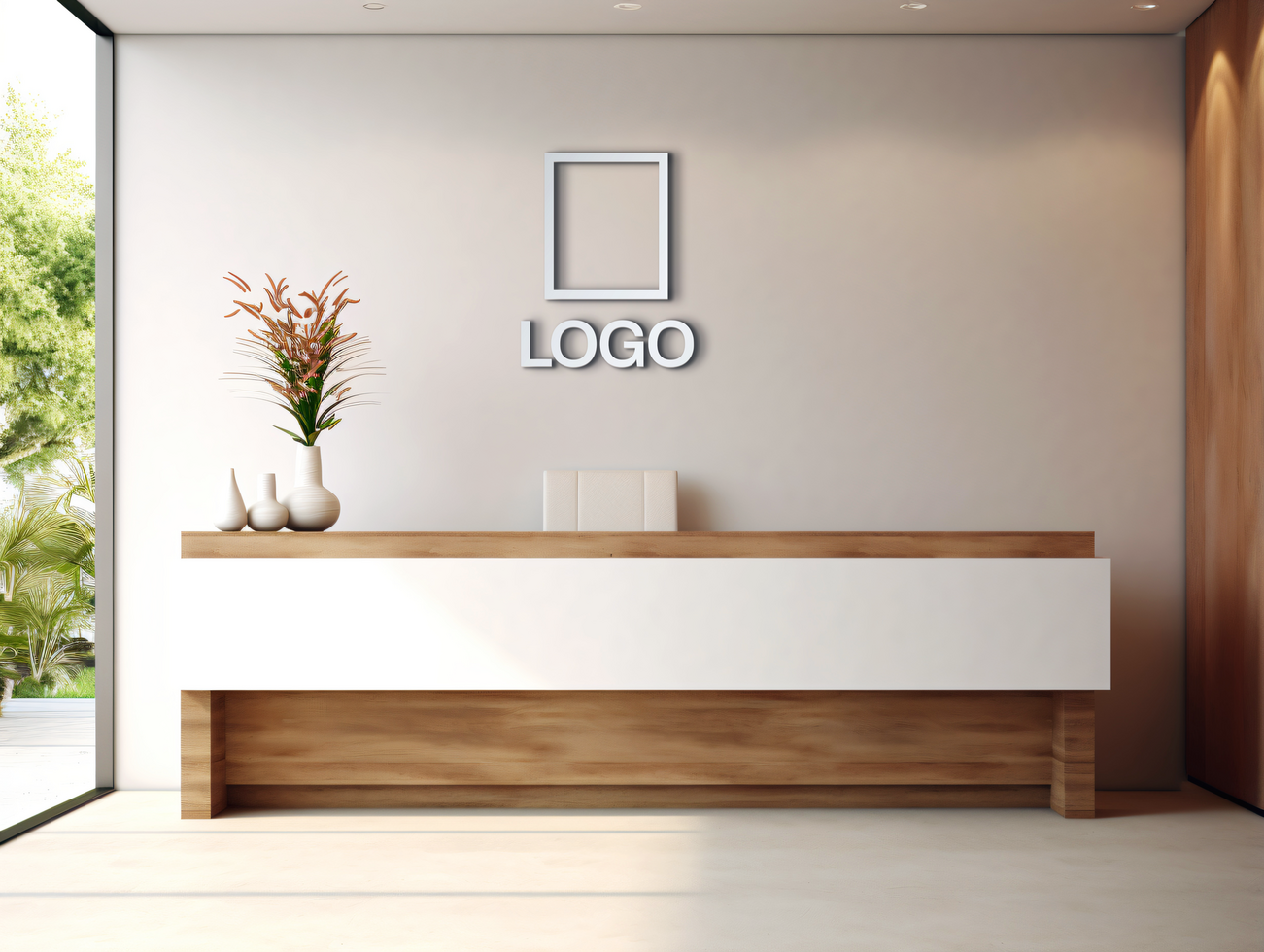 Logo mockup sign mockup design brand identity mockup company logo reception logo mockup branding ai generative background psd