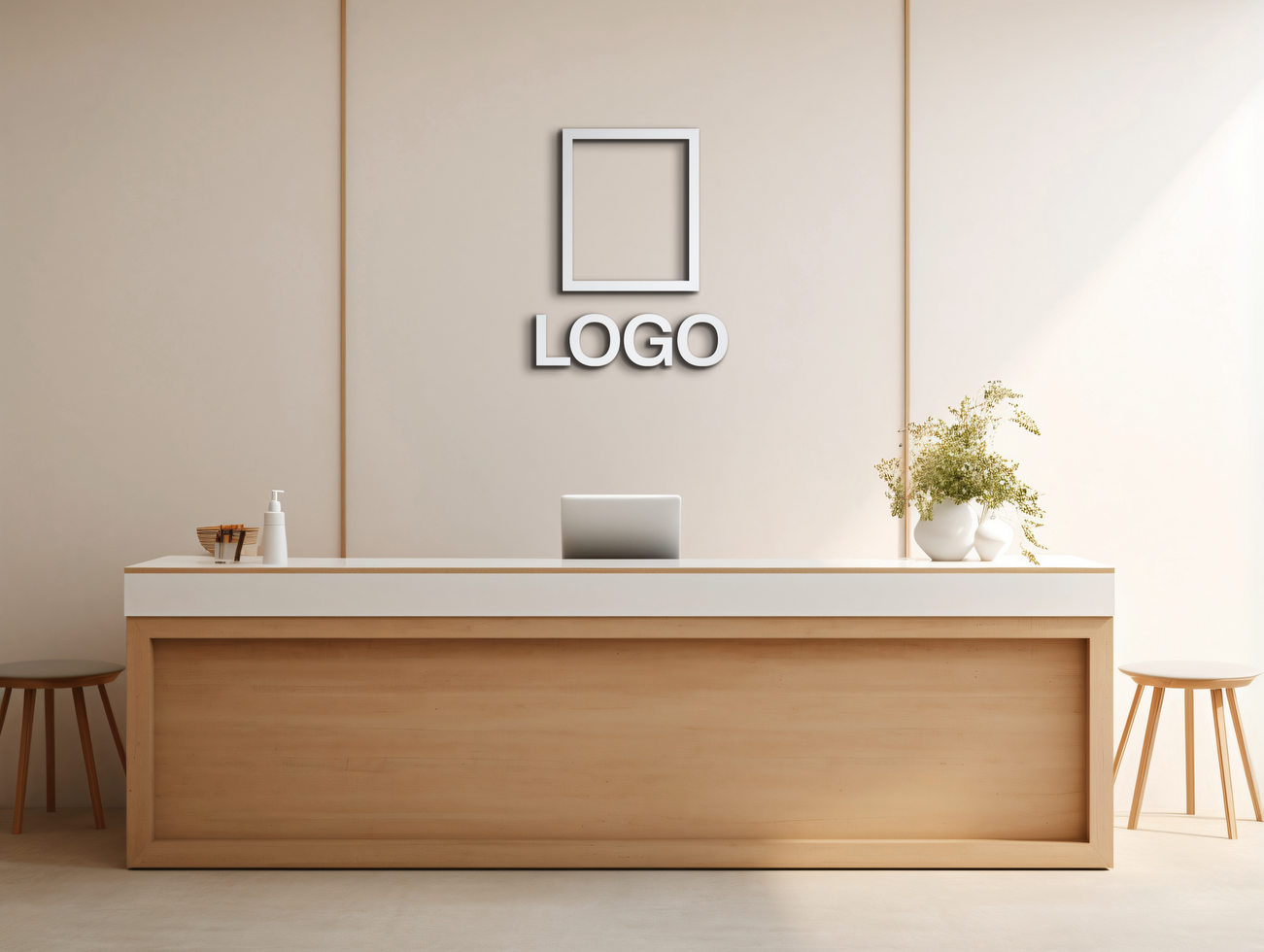 Logo mockup sign mockup design brand identity mockup company logo reception logo mockup branding ai generative background psd