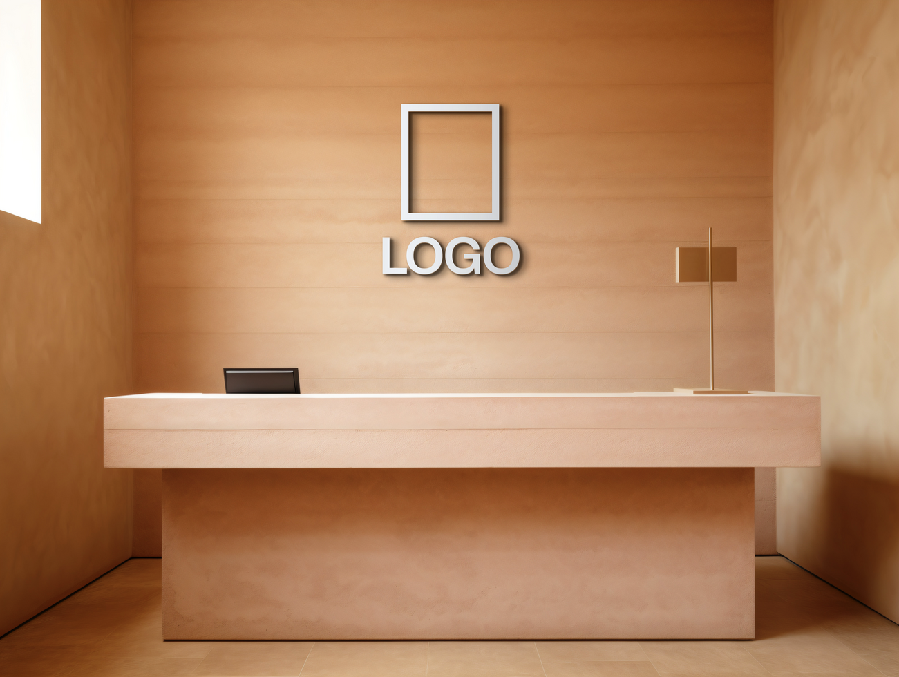 Logo mockup sign mockup design brand identity mockup company logo reception logo mockup branding ai generative background psd
