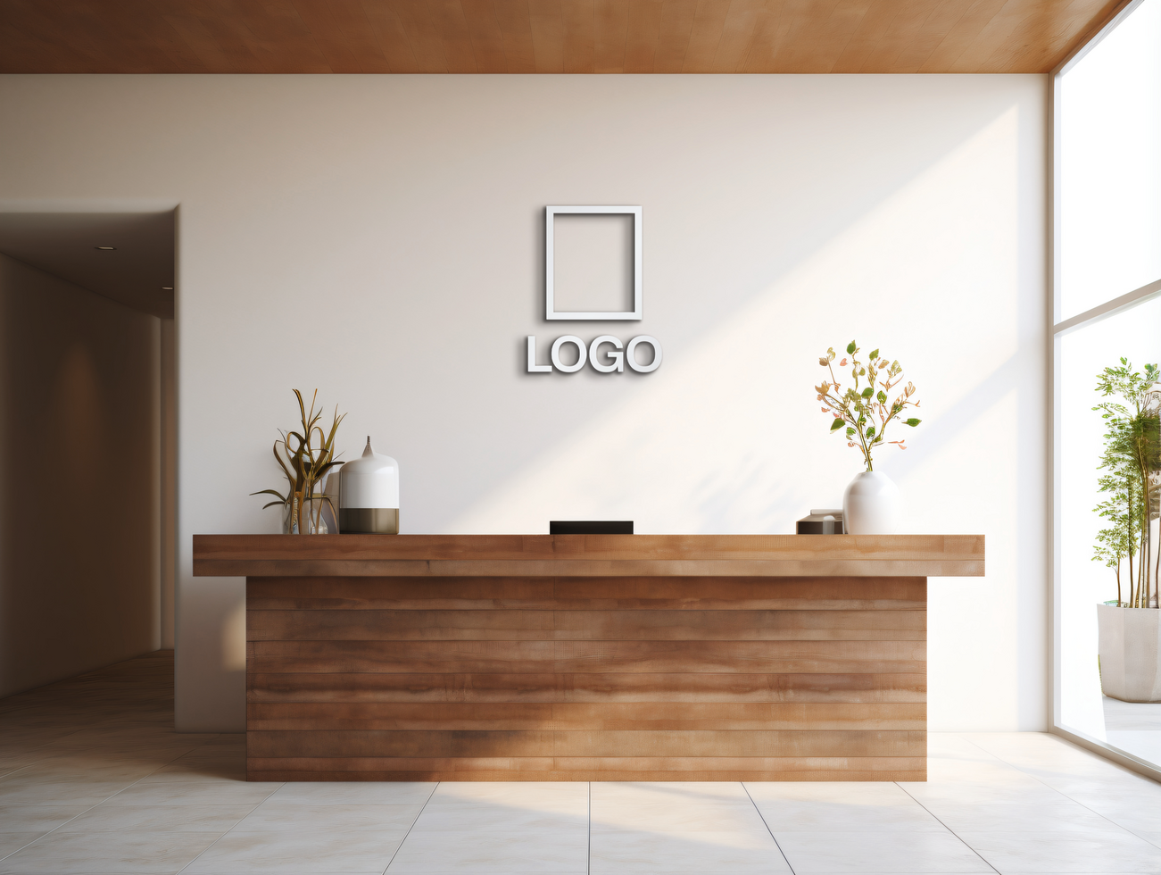 Logo mockup sign mockup design brand identity mockup company logo reception logo mockup branding ai generative background psd
