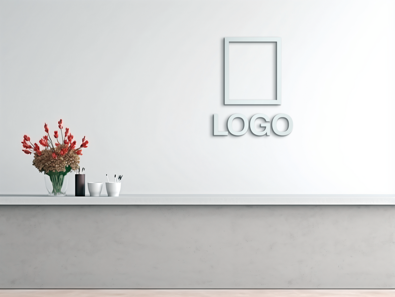 Logo mockup sign mockup design brand identity mockup company logo reception logo mockup branding ai generative background psd