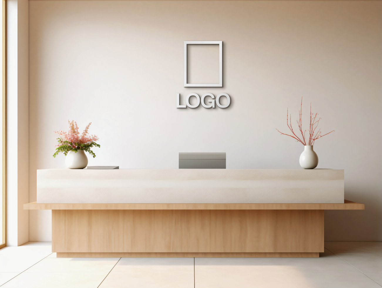 Logo mockup sign mockup design brand identity mockup company logo reception logo mockup branding ai generative background psd