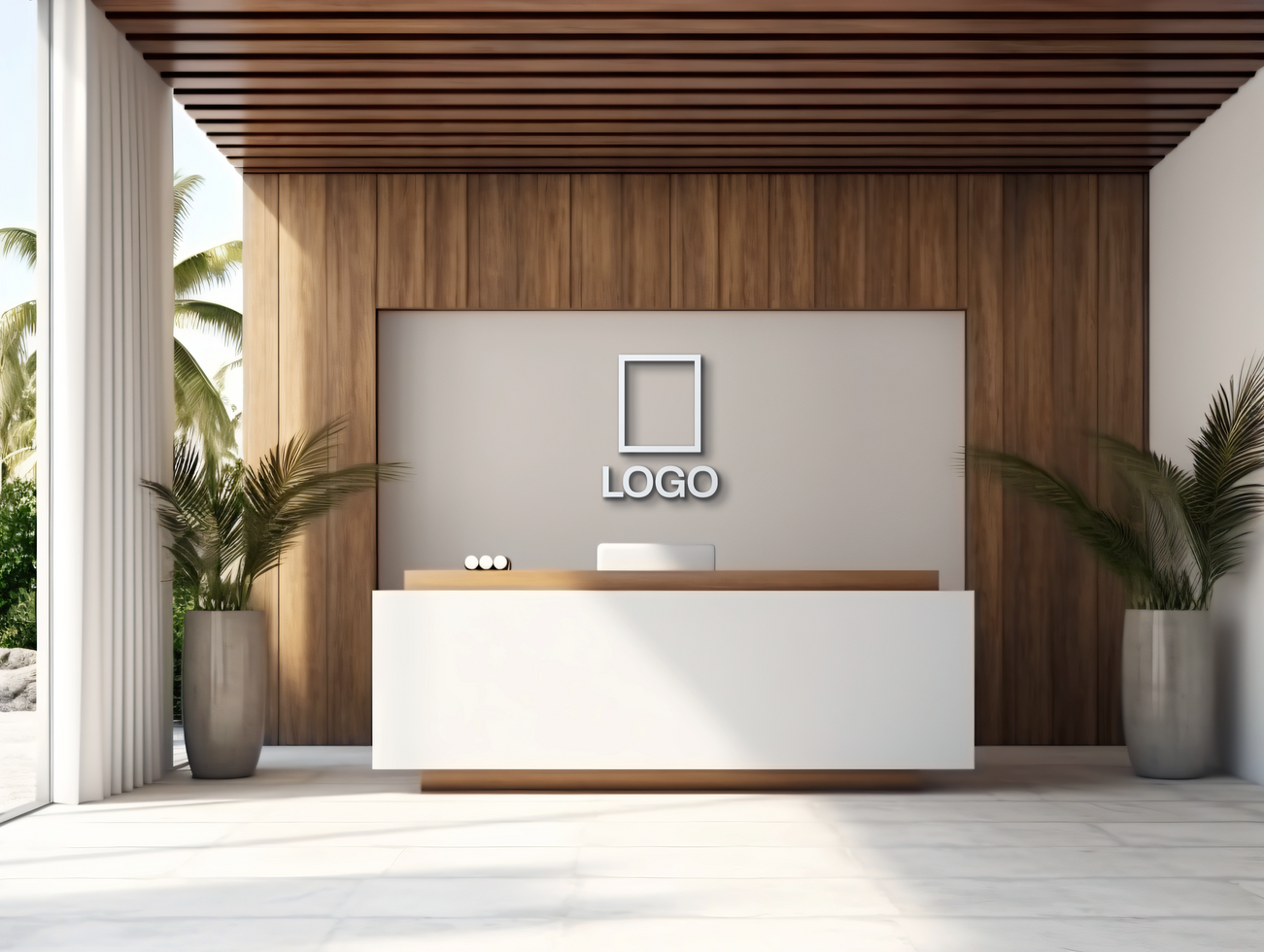 Logo mockup sign mockup design brand identity mockup company logo reception logo mockup branding ai generative background psd