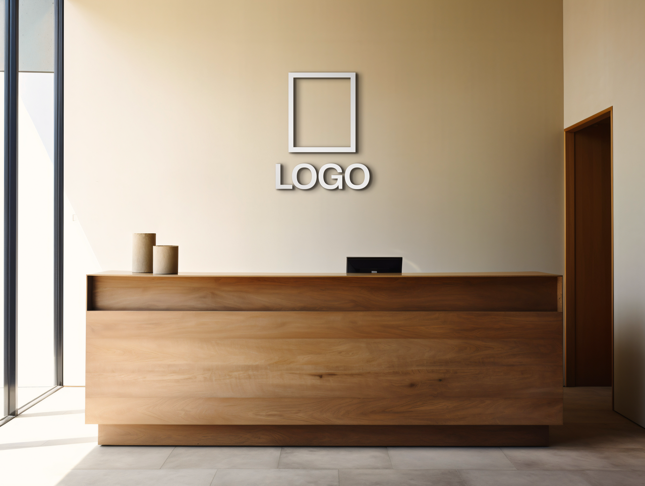 Logo mockup sign mockup design brand identity mockup company logo reception logo mockup branding ai generative background psd