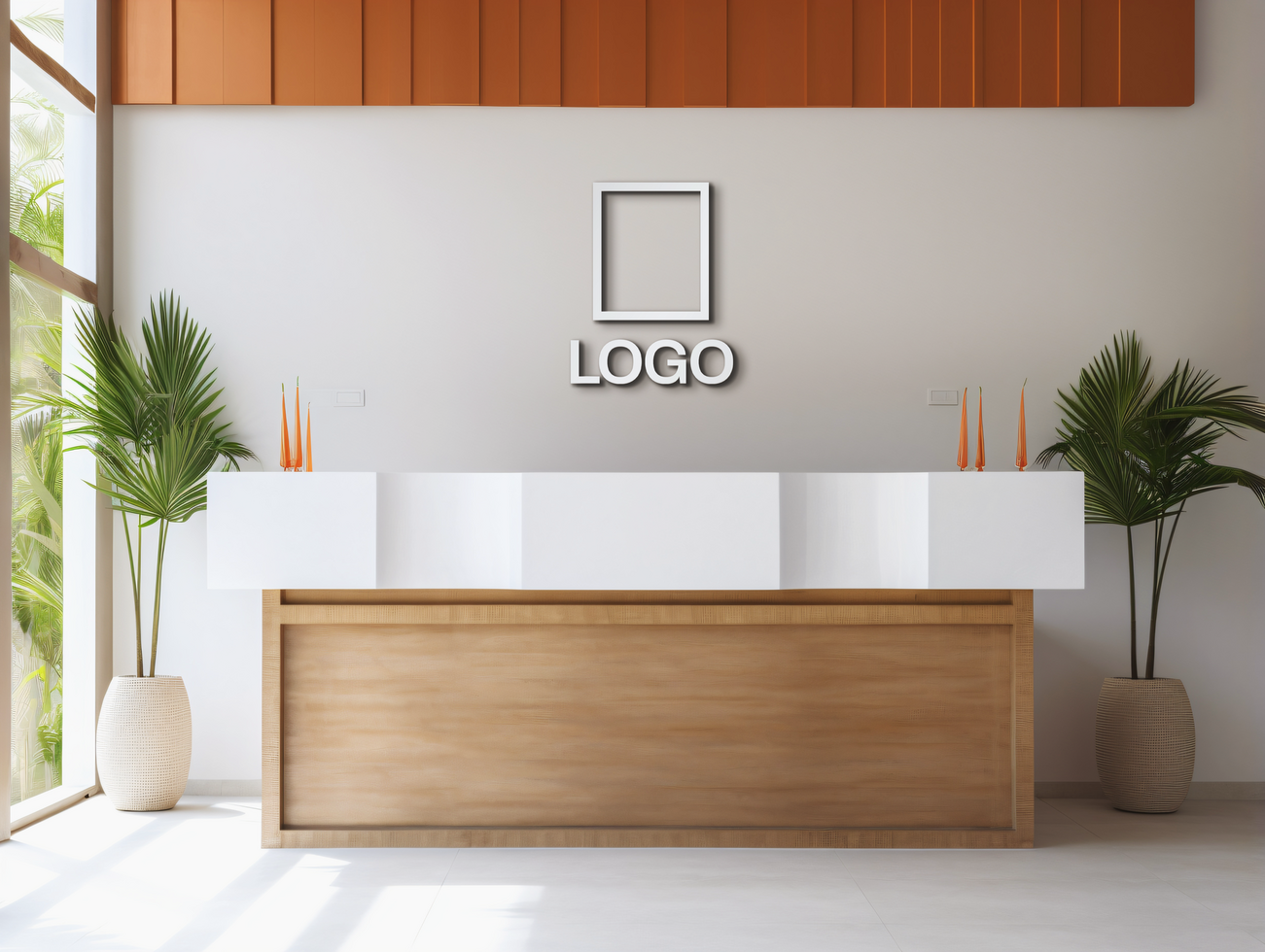 Logo mockup sign mockup design brand identity mockup company logo reception logo mockup branding ai generative background psd
