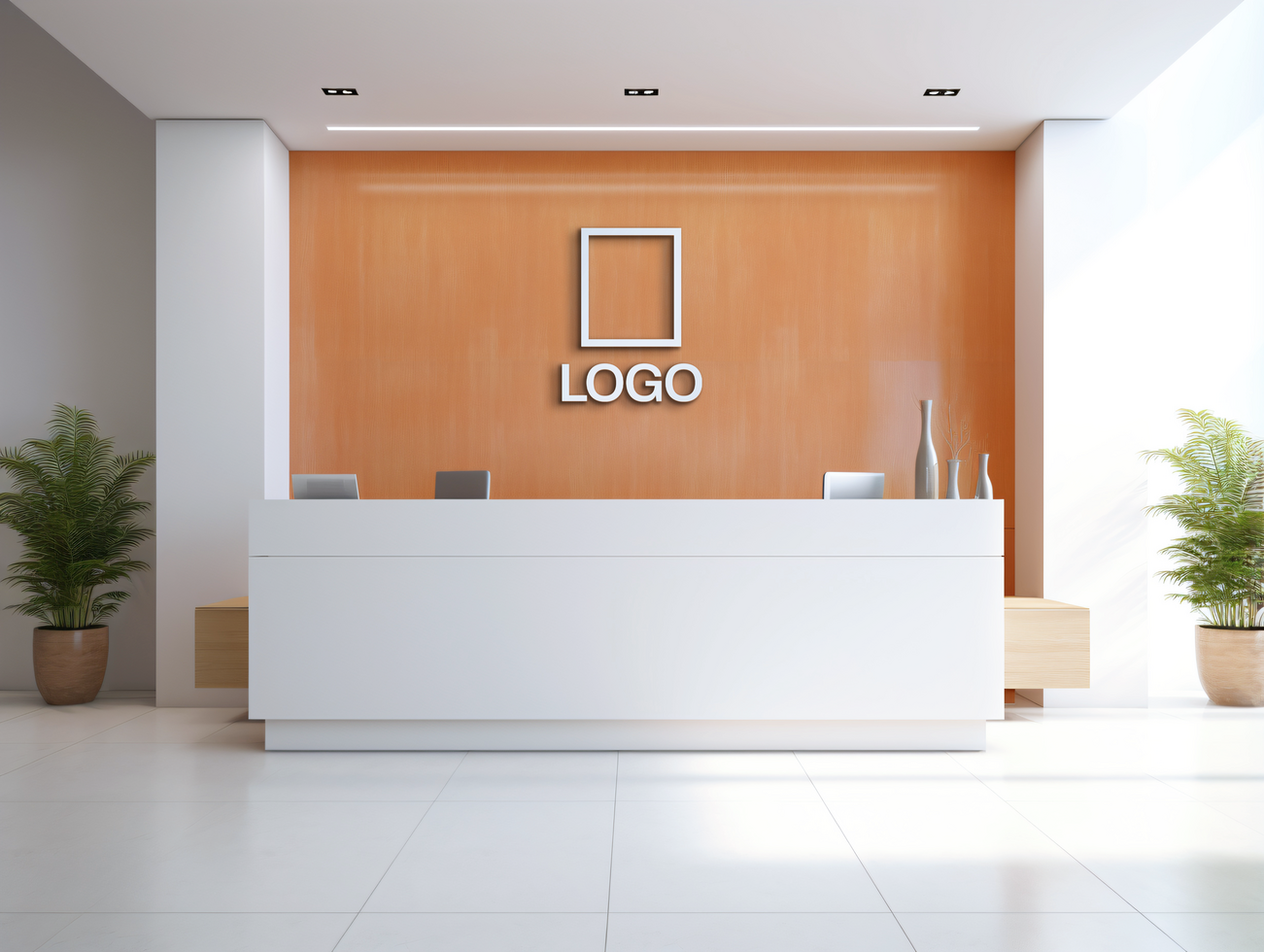Logo mockup sign mockup design brand identity mockup company logo reception logo mockup branding ai generative background psd