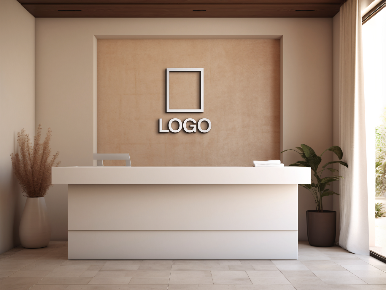 Logo mockup sign mockup design brand identity mockup company logo reception logo mockup branding ai generative background psd