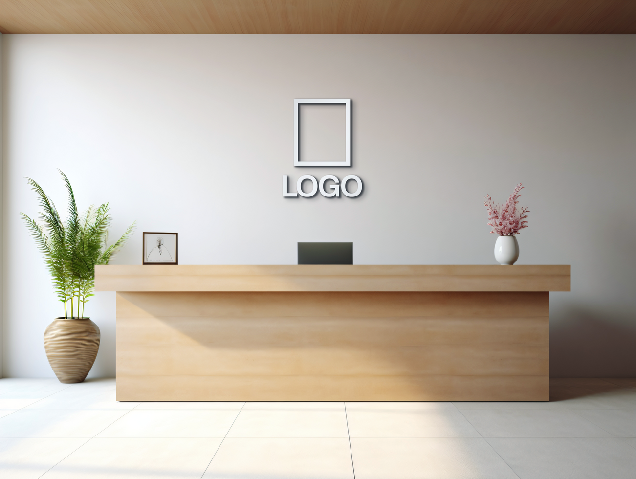 Logo mockup sign mockup design brand identity mockup company logo reception logo mockup branding ai generative background psd