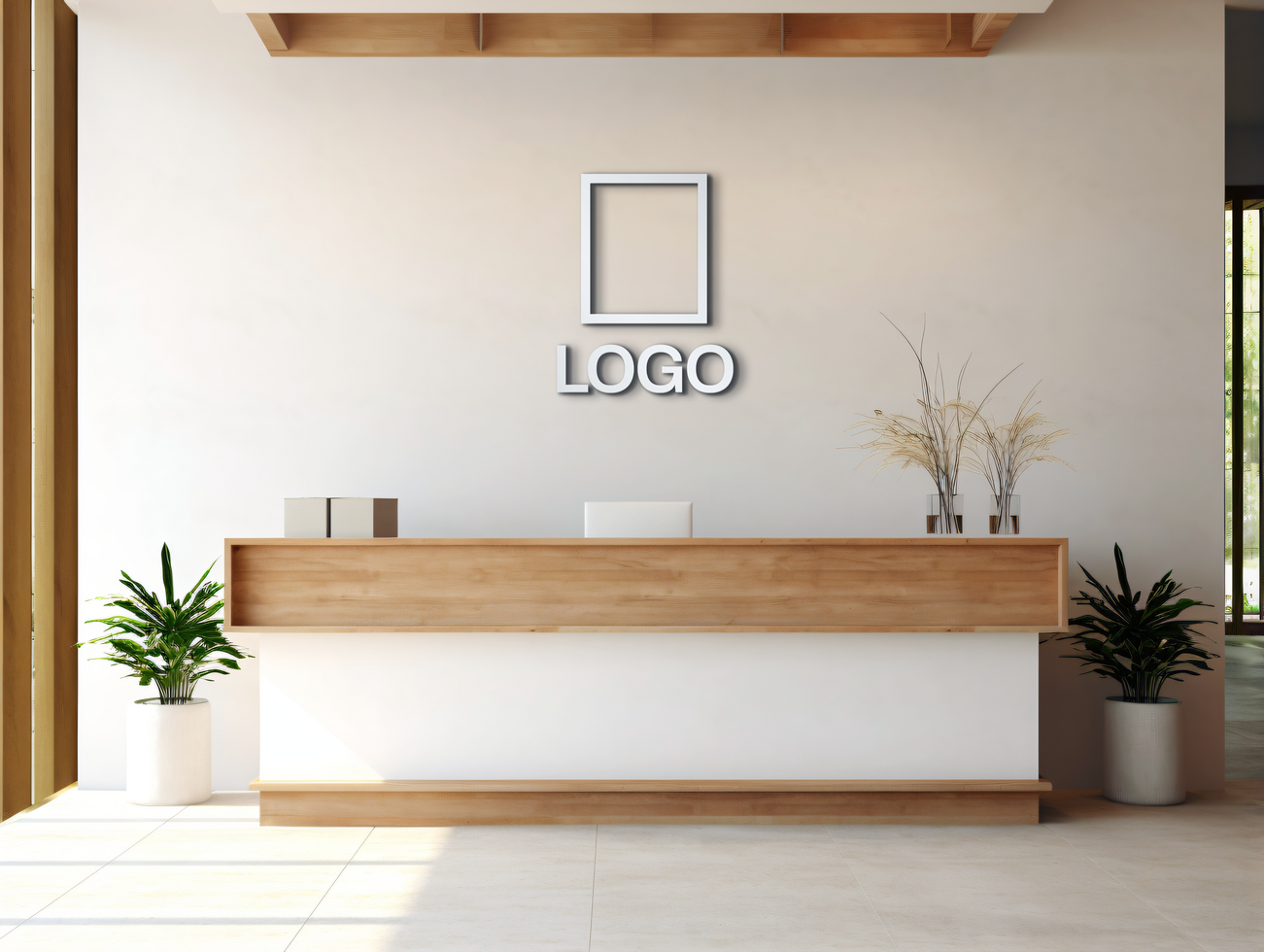 Logo mockup sign mockup design brand identity mockup company logo reception logo mockup branding ai generative background psd