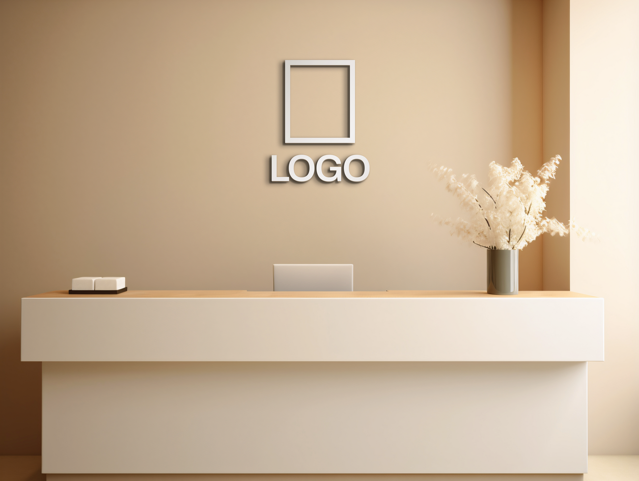 Logo mockup sign mockup design brand identity mockup company logo reception logo mockup branding ai generative background psd